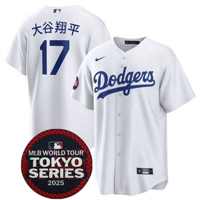 Mens Los Angeles Dodgers #17 Shohei Ohtani White 2025 World Tour Tokyo Series Home Stitched Jerseys Dzhi